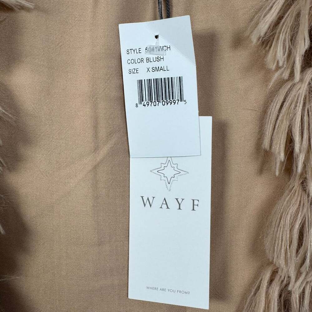 WAYF Blush Pink Fringe Faux Fur Vest NWT Size XS - Picture 6 of 7